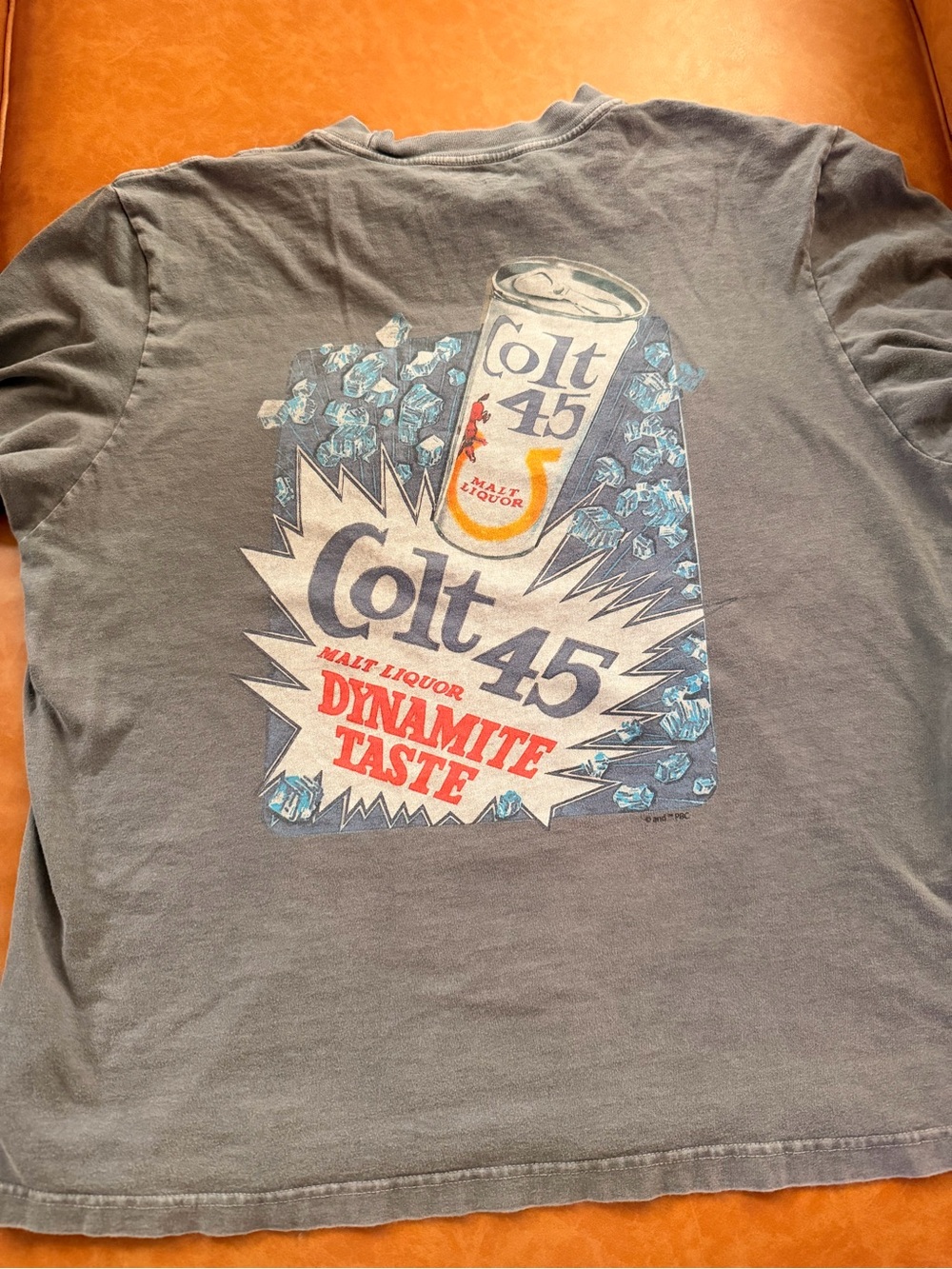 Abercrombie & Fitch Gray Colt 45 Graphic Tee with Blue and Red Print